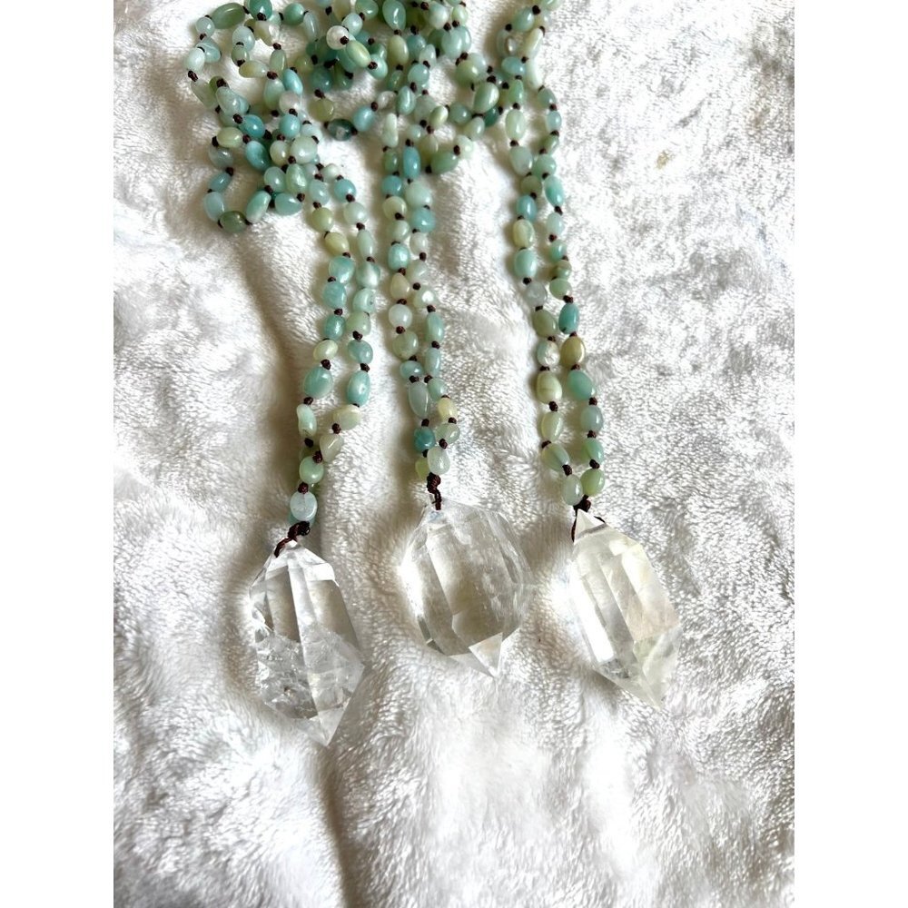DT Power Quartz + Aquamarine Mala Pendant Necklace - Picture 8 of 8